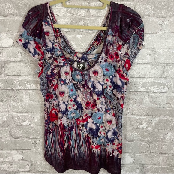 Anthropologie Tops - Anthropologie One September Floral Peacock Top